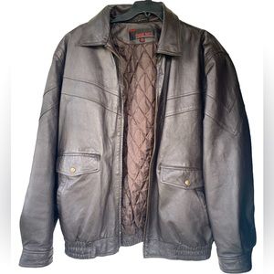 Phase Two Men's Dark Brown Vintage 80’s Aviator Leather Bomber Jacket Sz 2XH
